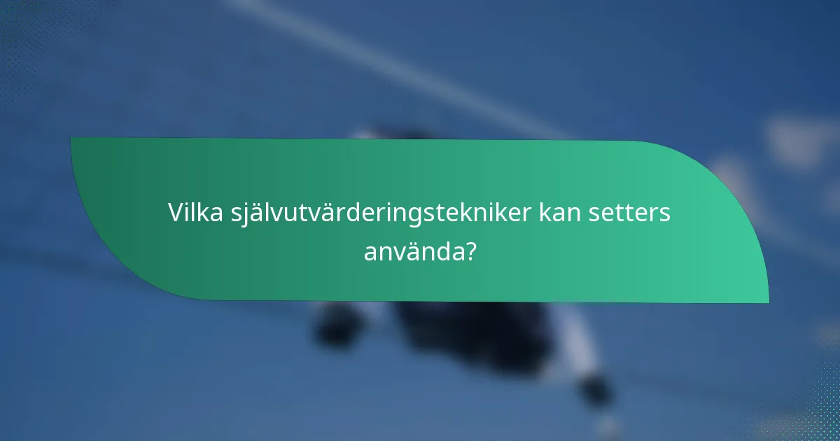 Vilka självutvärderingstekniker kan setters använda?